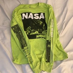 neon green long sleeved nasa shirt